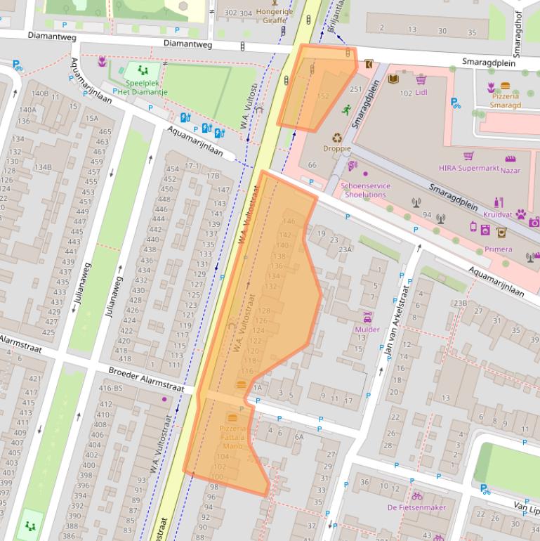 Kaart van postcodegebied 3523TZ.