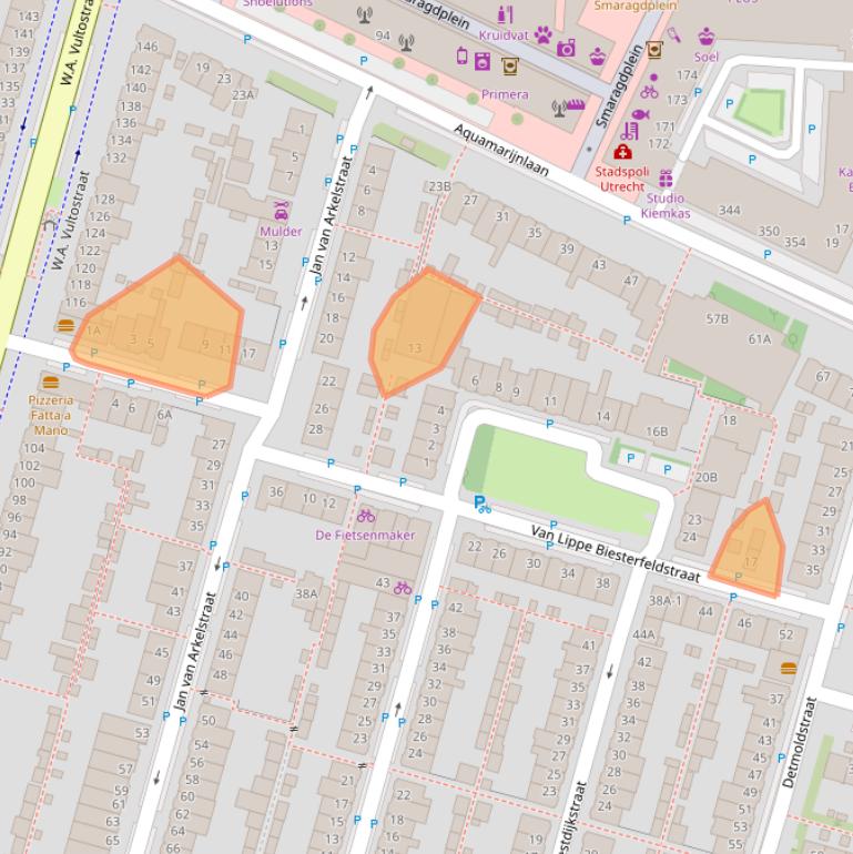 Kaart van postcodegebied 3523VA.