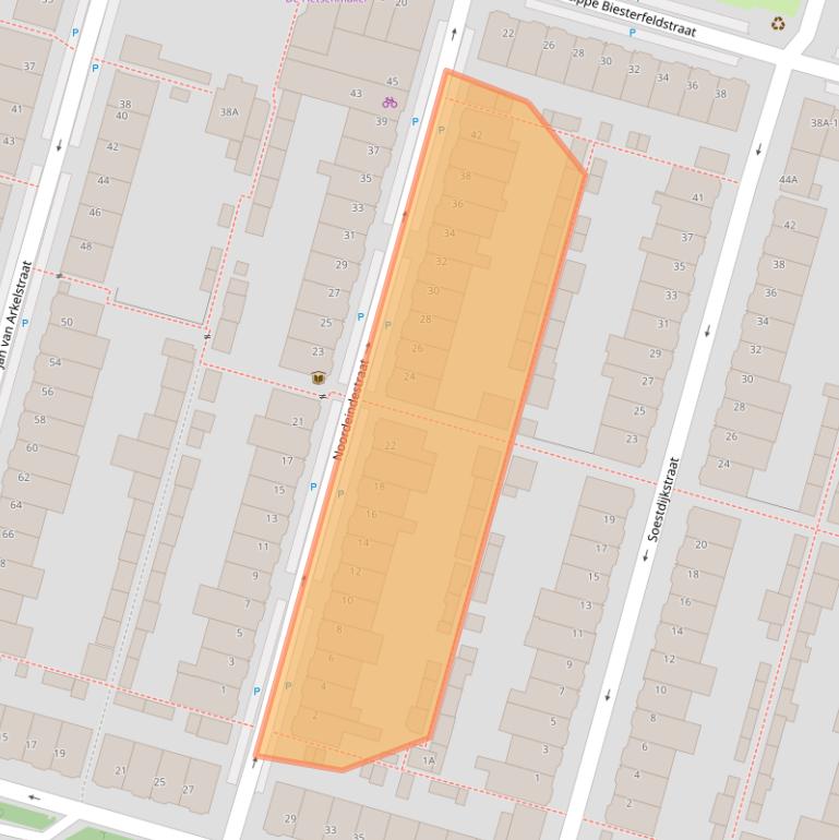 Kaart van postcodegebied 3523VK.