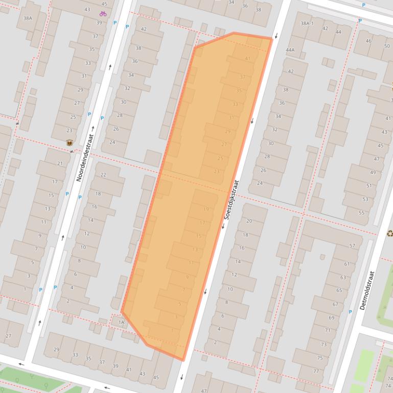 Kaart van postcodegebied 3523VL.