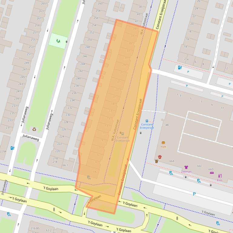 Kaart van postcodegebied 3523VS.