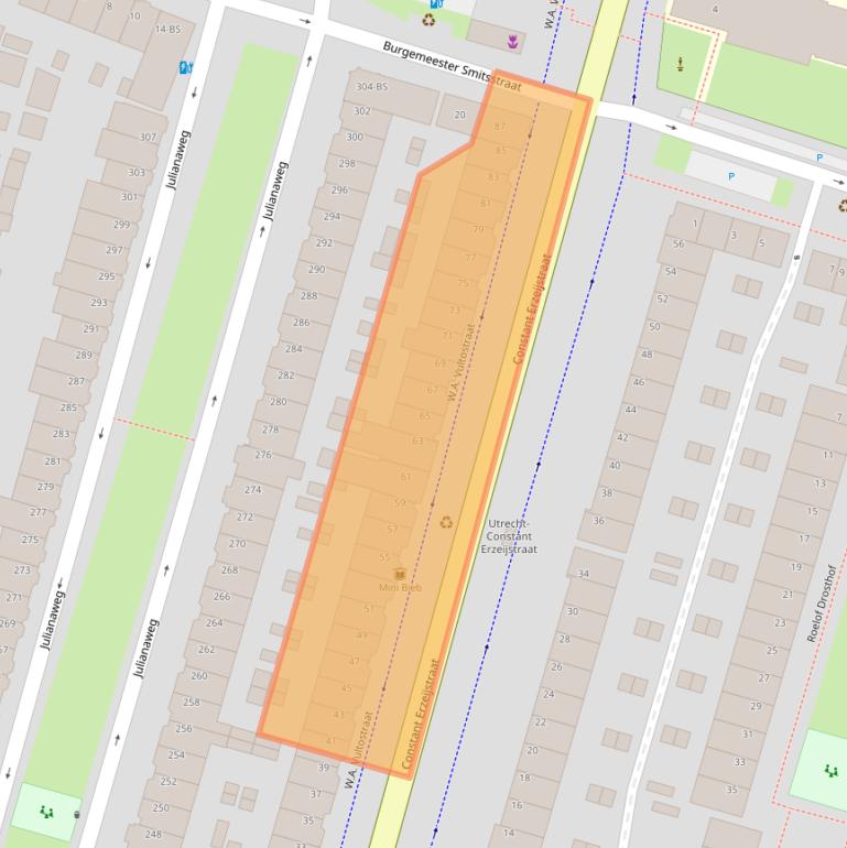 Kaart van postcodegebied 3523VT.