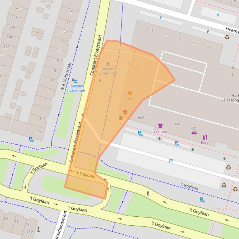 Kaart van postcodegebied 3523VV.