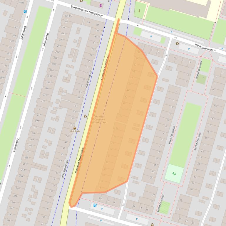Kaart van postcodegebied 3523VW.