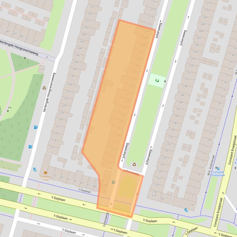 Kaart van postcodegebied 3523XA.