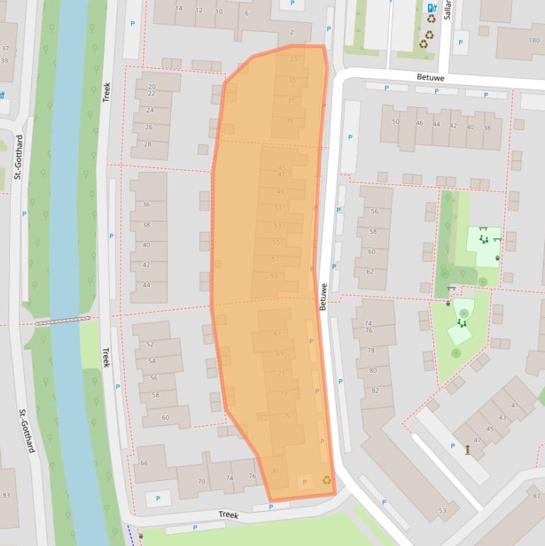 Kaart van postcodegebied 3524TD.
