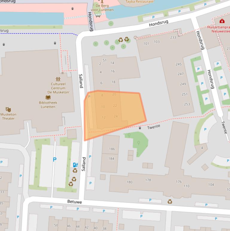 Kaart van postcodegebied 3524TZ.