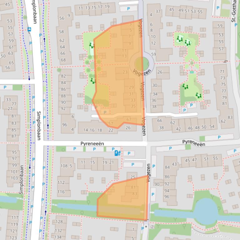 Kaart van postcodegebied 3524VJ.