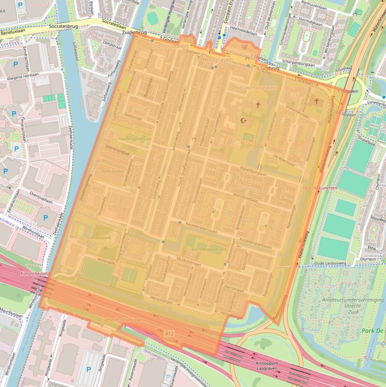 Kaart van postcodegebied 3525.