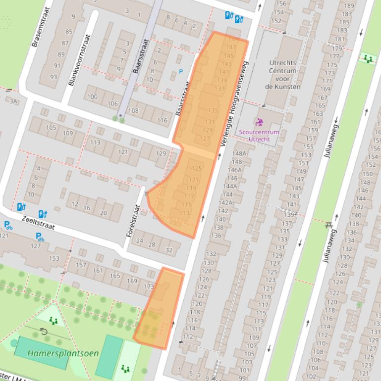 Kaart van postcodegebied 3525BC.