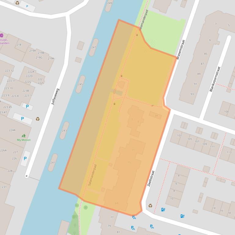 Kaart van postcodegebied 3525TC.