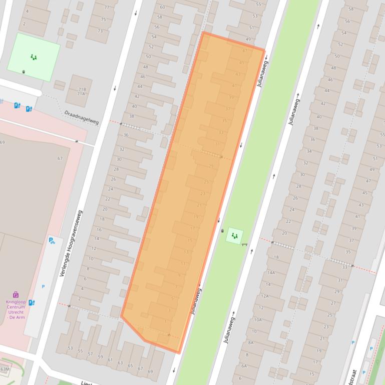 Kaart van postcodegebied 3525VA.