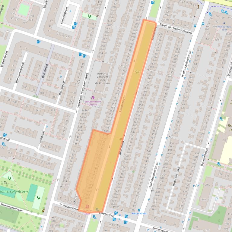 Kaart van postcodegebied 3525VC.