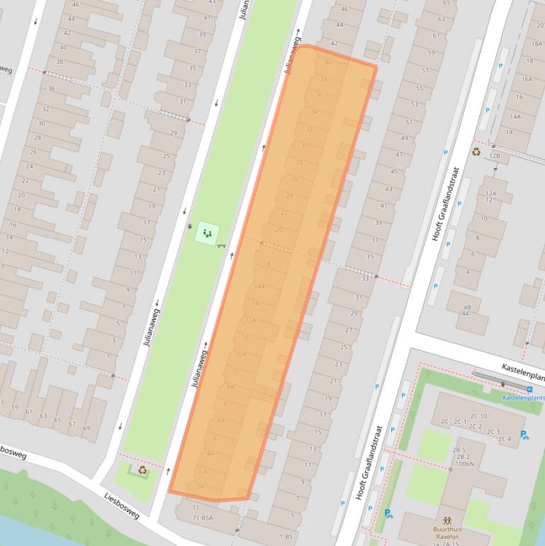 Kaart van postcodegebied 3525VG.