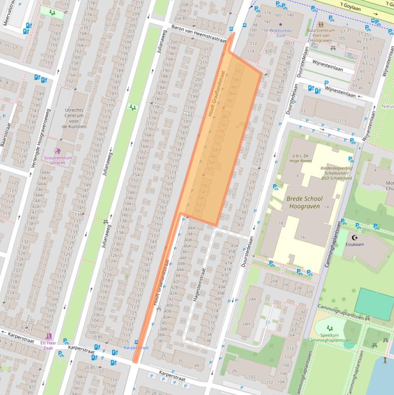 Kaart van postcodegebied 3525VX.