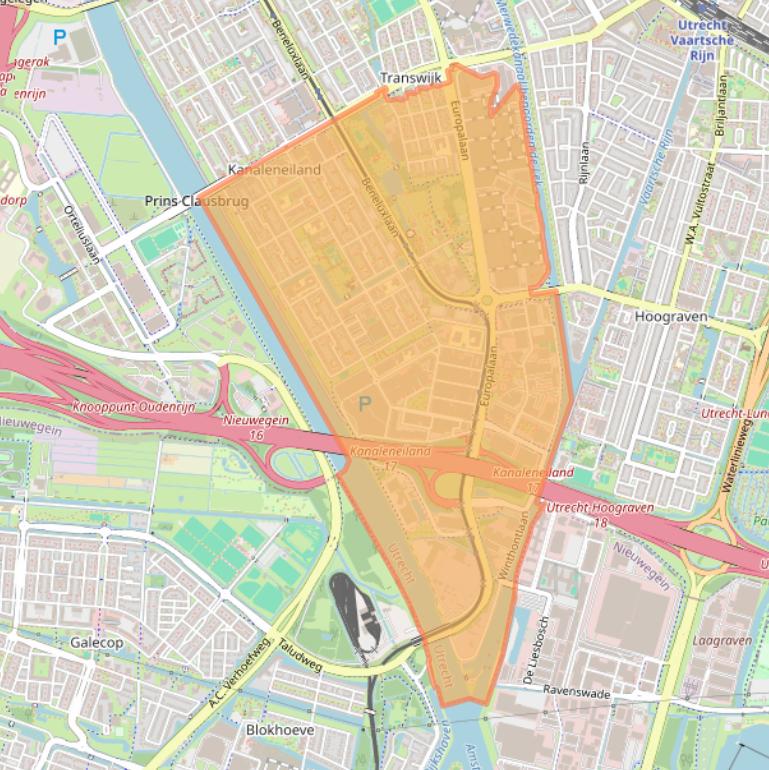 Kaartafbeelding, ingezoomd op postcodegebied 3526.