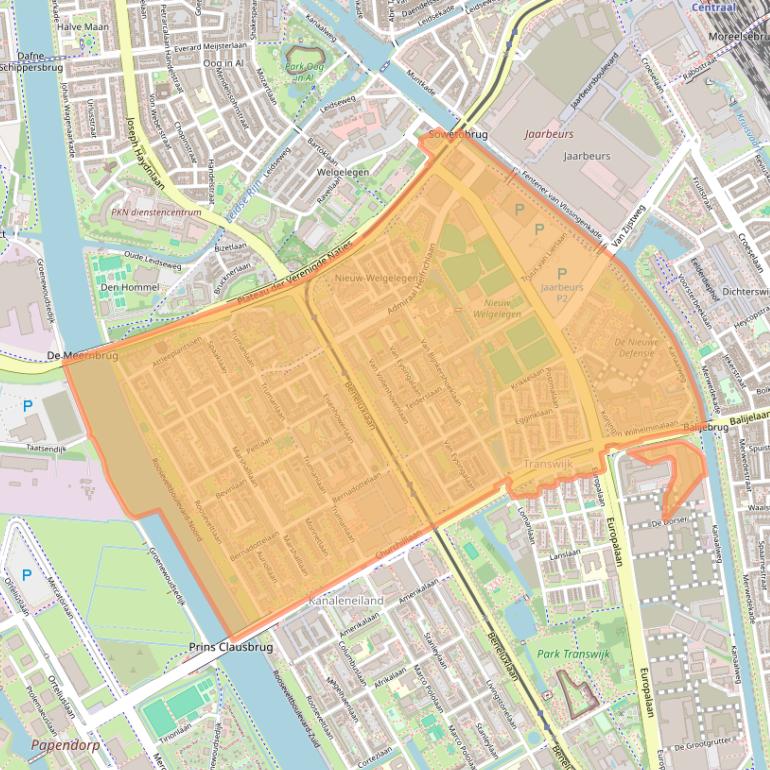 Kaart van postcodegebied 3527.