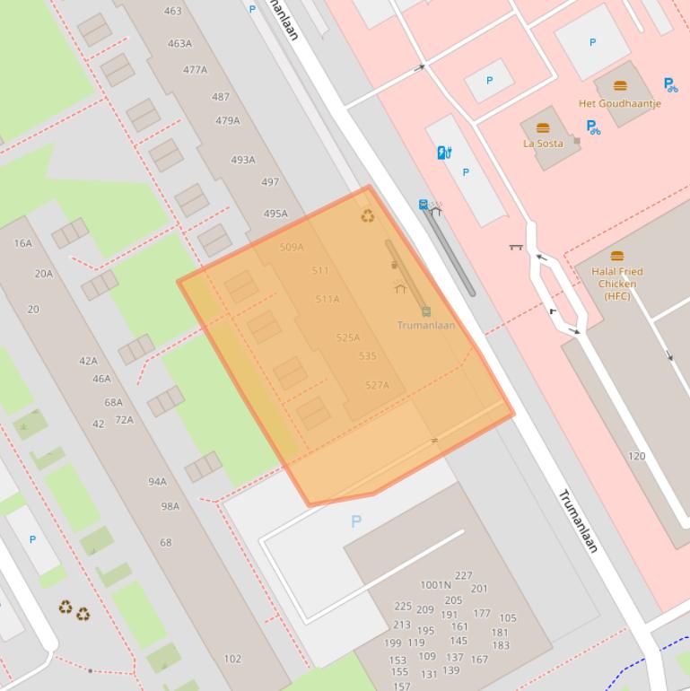 Kaart van postcodegebied 3527BP.