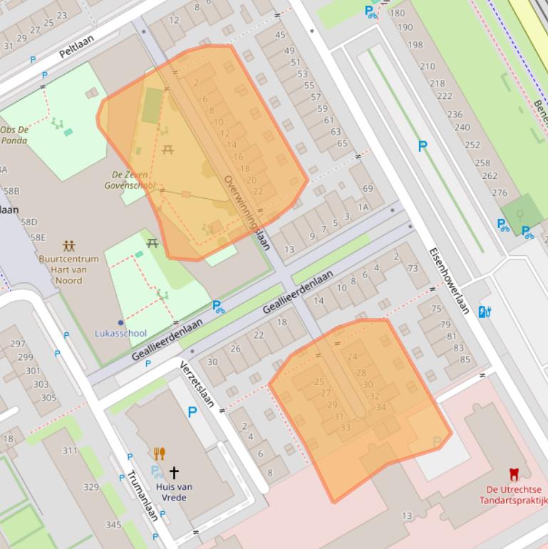Kaart van postcodegebied 3527BT.