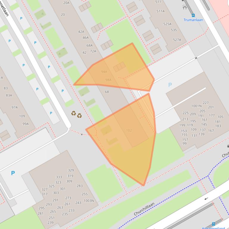 Kaart van postcodegebied 3527GT.