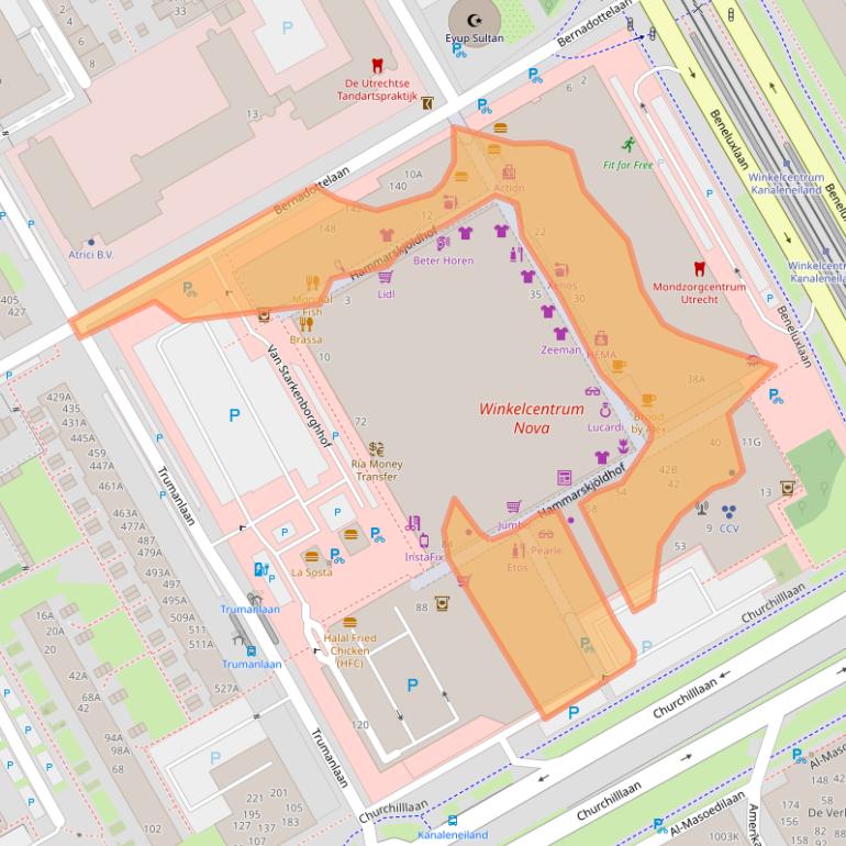 Kaart van postcodegebied 3527HE.