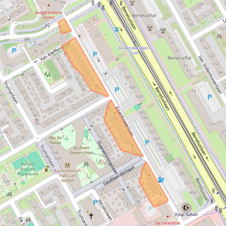 Kaart van postcodegebied 3527HG.