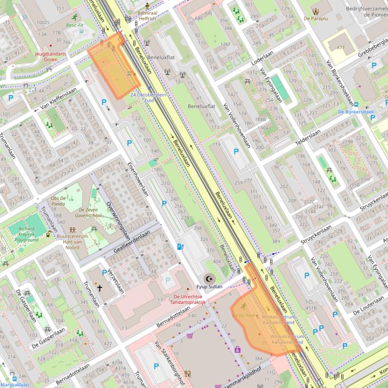 Kaart van postcodegebied 3527HS.