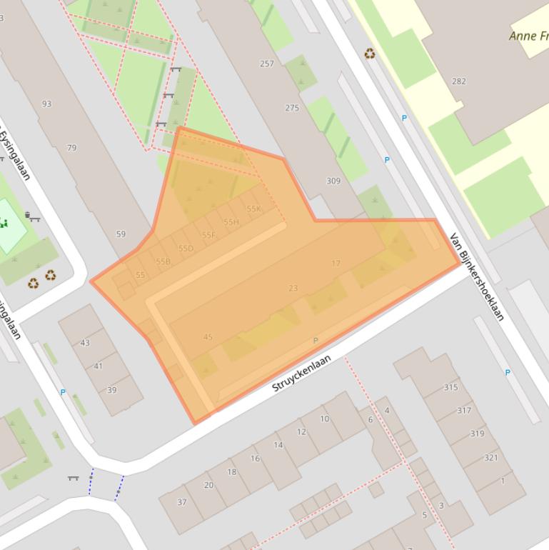 Kaart van postcodegebied 3527KJ.