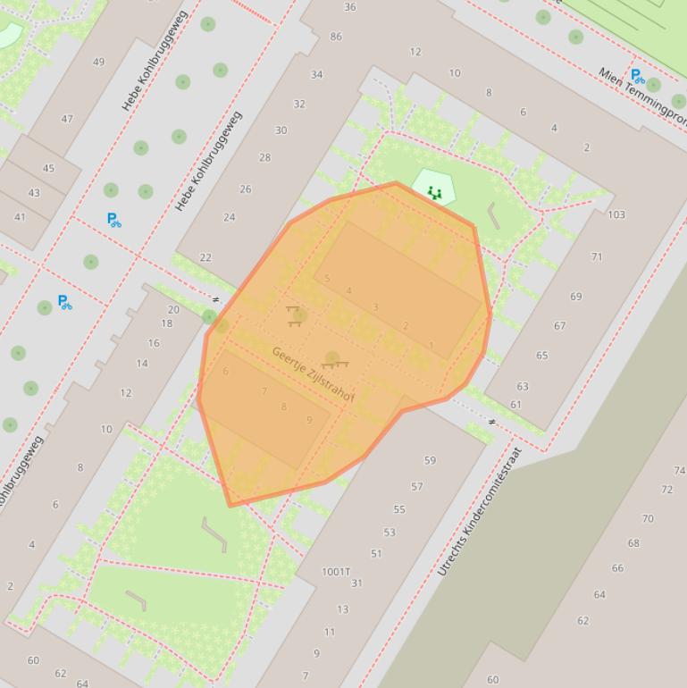 Kaart van postcodegebied 3527LW.