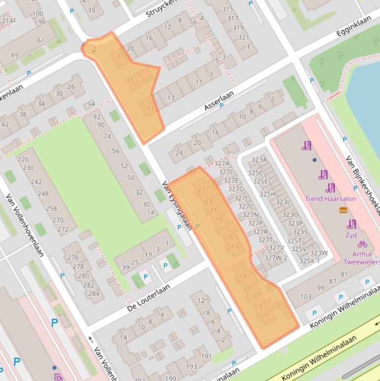 Kaart van postcodegebied 3527VA.