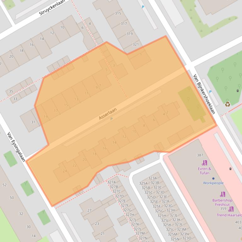 Kaart van postcodegebied 3527VZ.