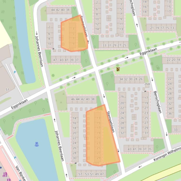 Kaart van postcodegebied 3527XS.