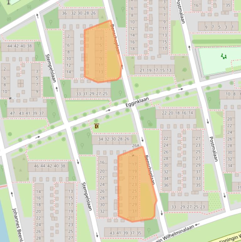 Kaart van postcodegebied 3527XV.