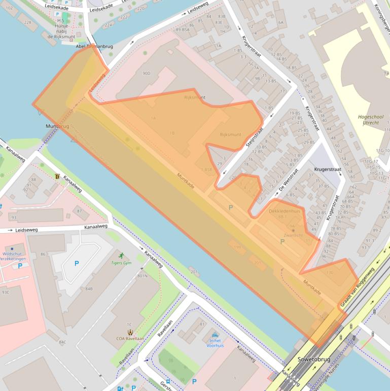 Kaart van postcodegebied 3531AK.