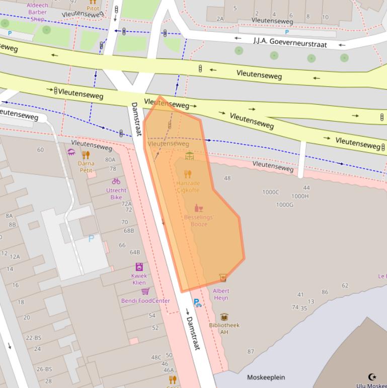 Kaart van postcodegebied 3531BS.