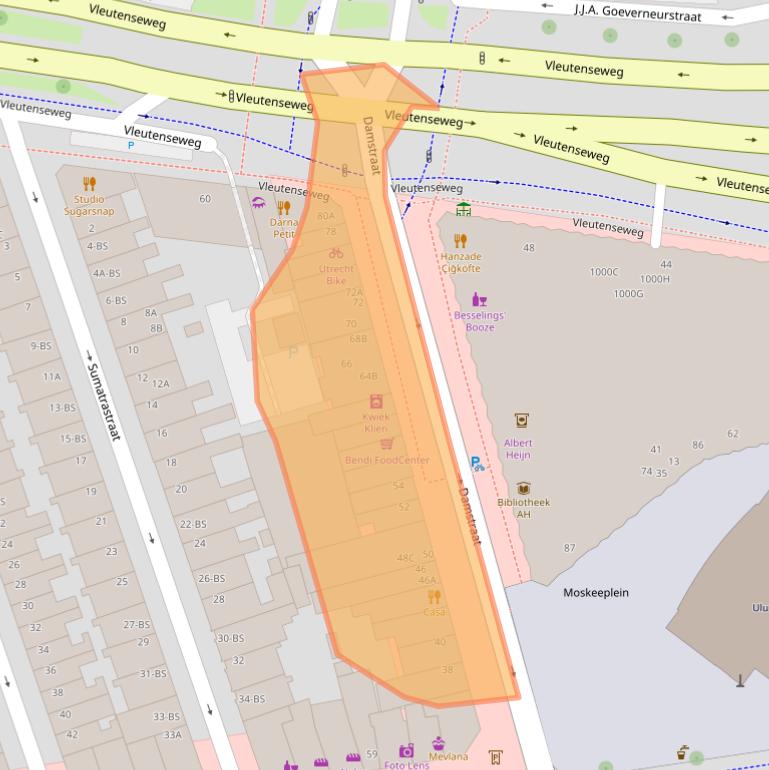 Kaart van postcodegebied 3531BW.