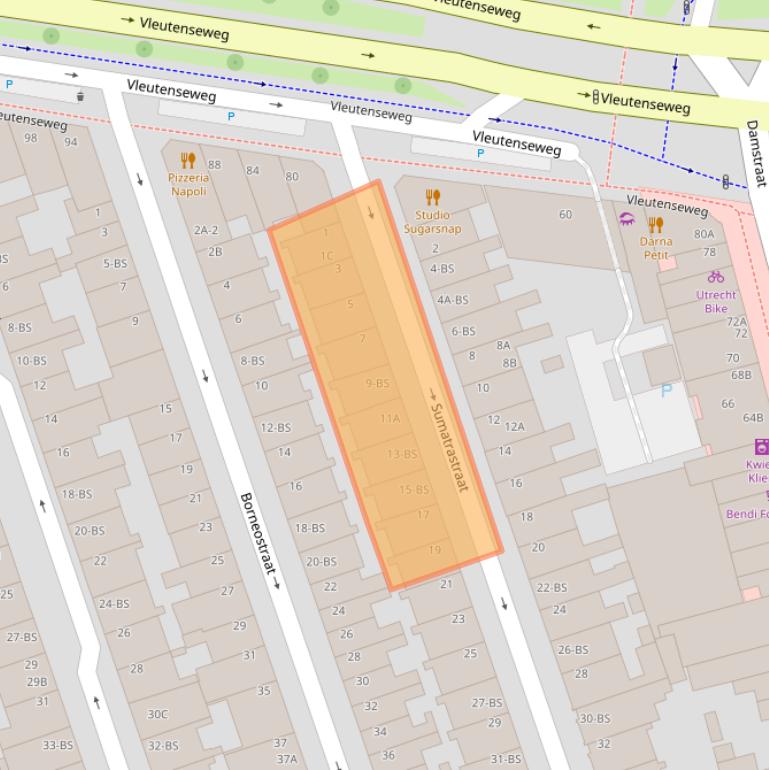 Kaart van postcodegebied 3531PA.
