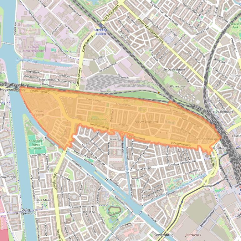 Kaart van postcodegebied 3532.