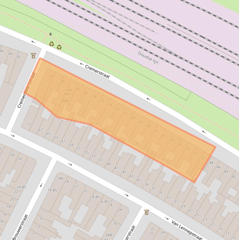 Kaart van postcodegebied 3532BG.