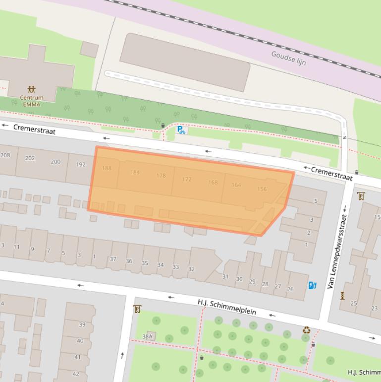 Kaart van postcodegebied 3532BK.