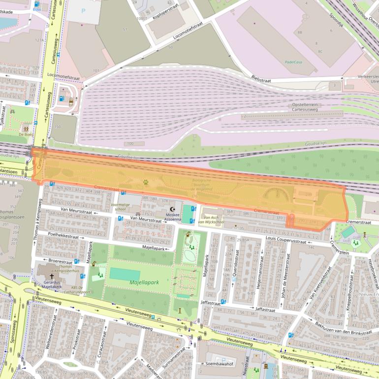 Kaart van postcodegebied 3532BN.