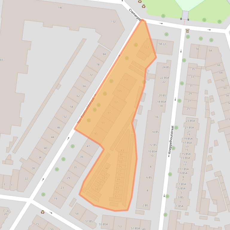 Kaart van postcodegebied 3532ER.