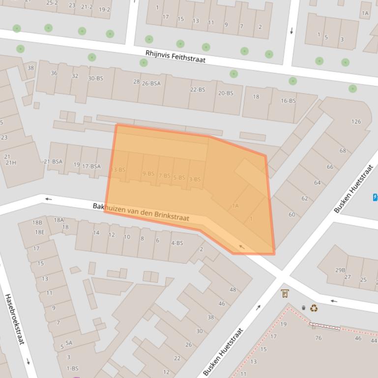 Kaart van postcodegebied 3532GA.