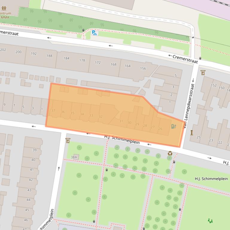 Kaart van postcodegebied 3532TG.