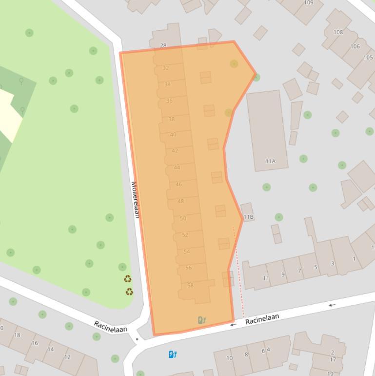 Kaart van postcodegebied 3533VJ.