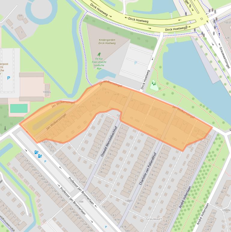 Kaart van postcodegebied 3541AB.