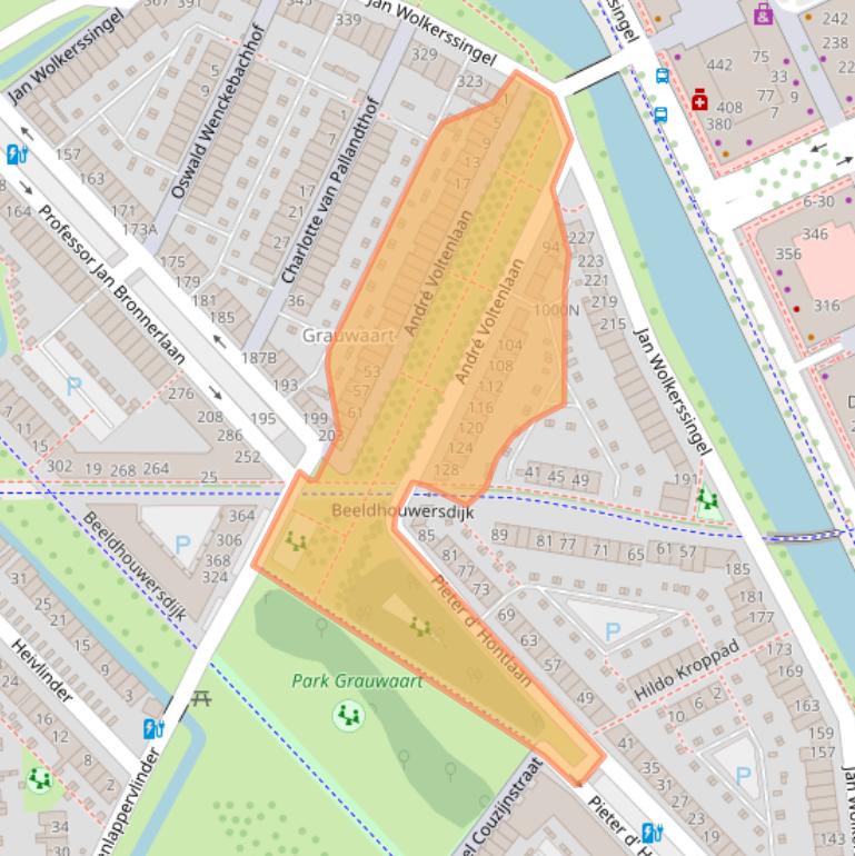Kaart van postcodegebied 3541AG.