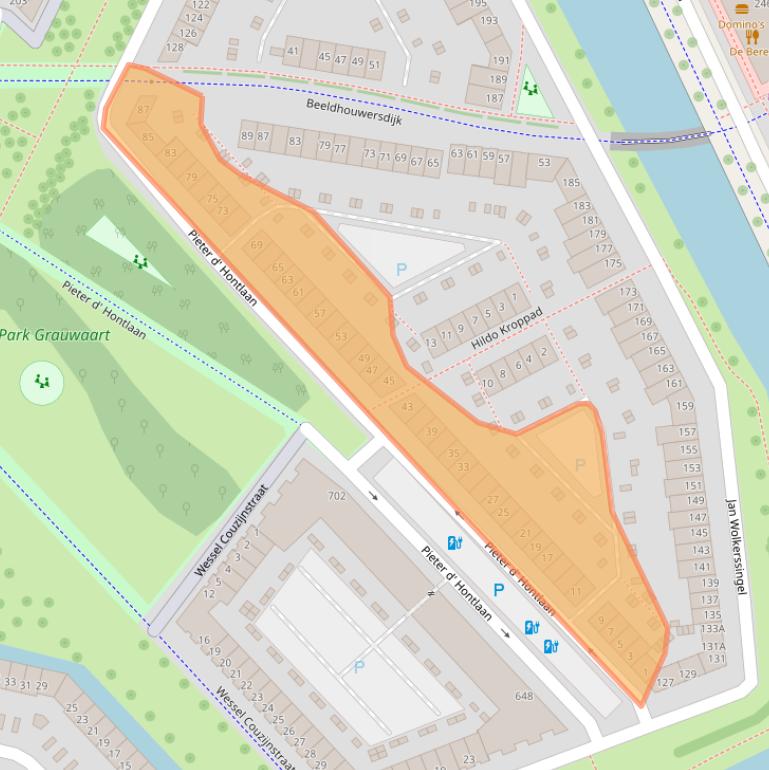 Kaart van postcodegebied 3541AS.
