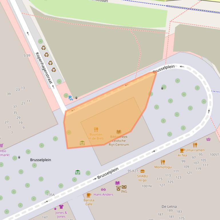 Kaart van postcodegebied 3541CJ.