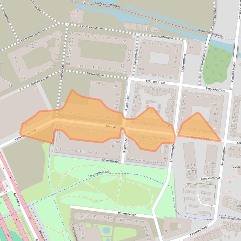Kaart van postcodegebied 3541EP.